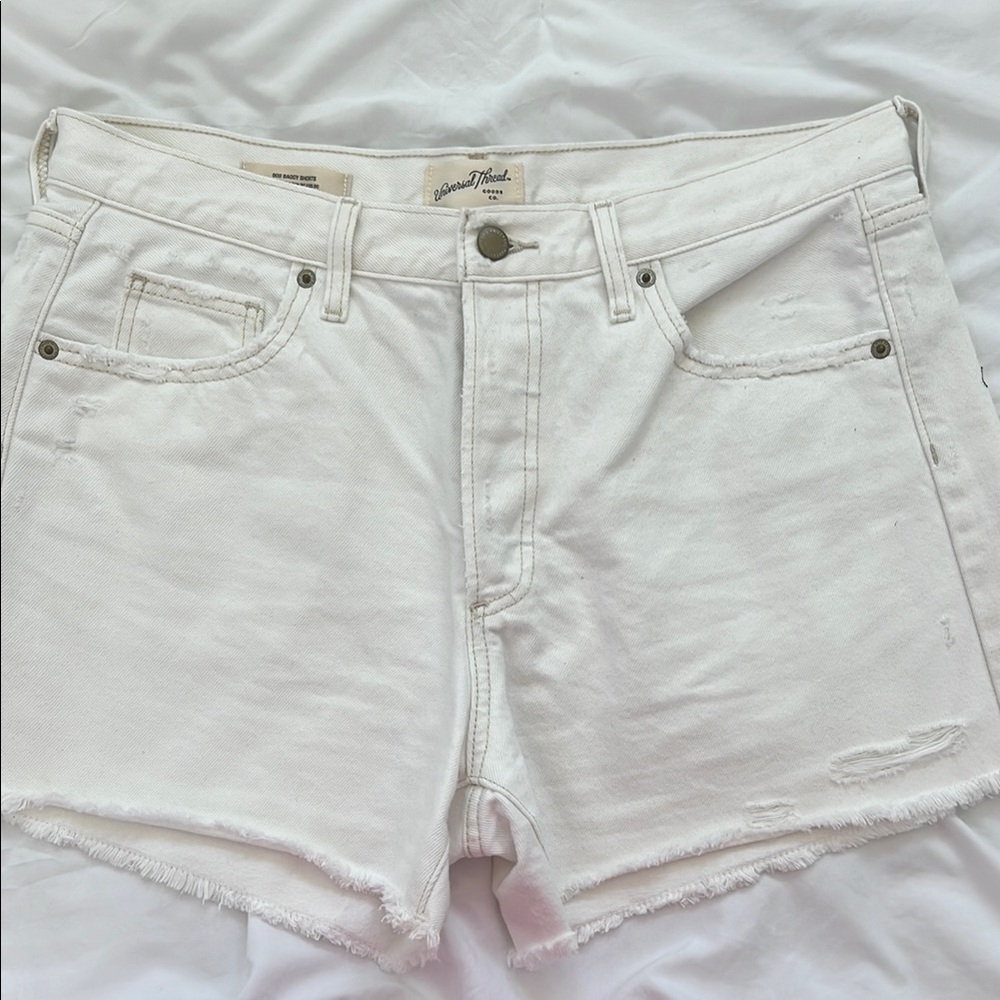 Universal Thread White Jean Shorts Raw Hem